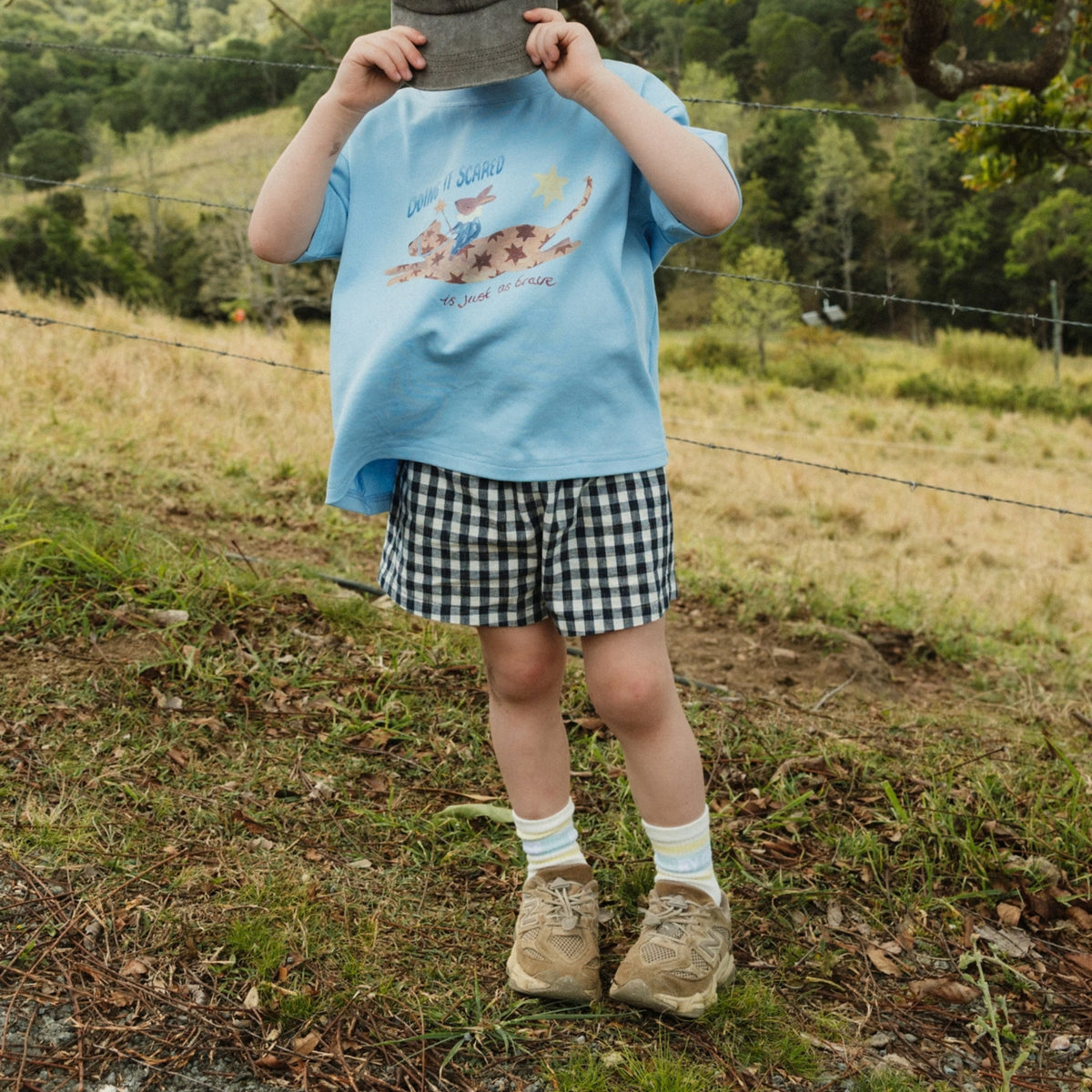 Racer Short - Navy Gingham