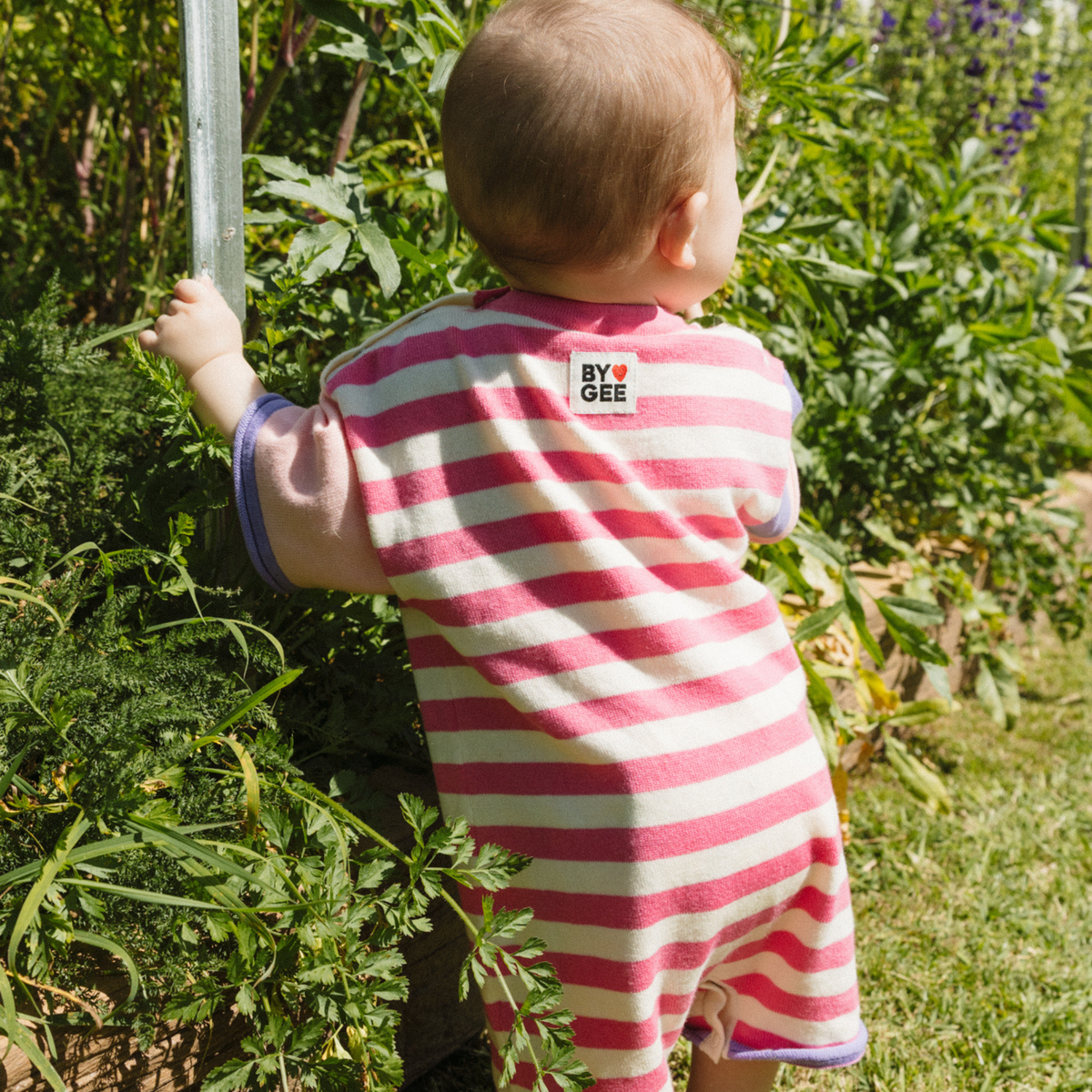 Organic Colour Block Romper - Candy Stripe