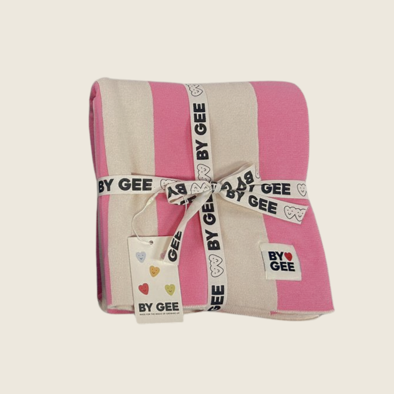 Organic Knitted Blanket - Pink Stripe