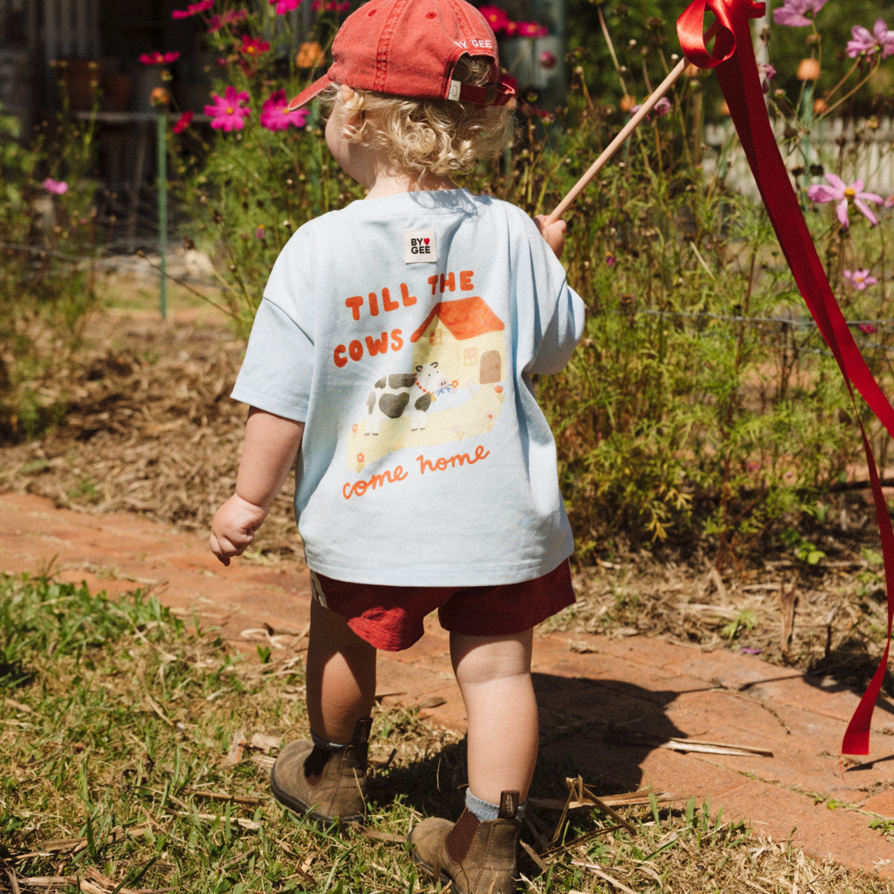 Cows Come Home Boxy Tee - Sky Blue