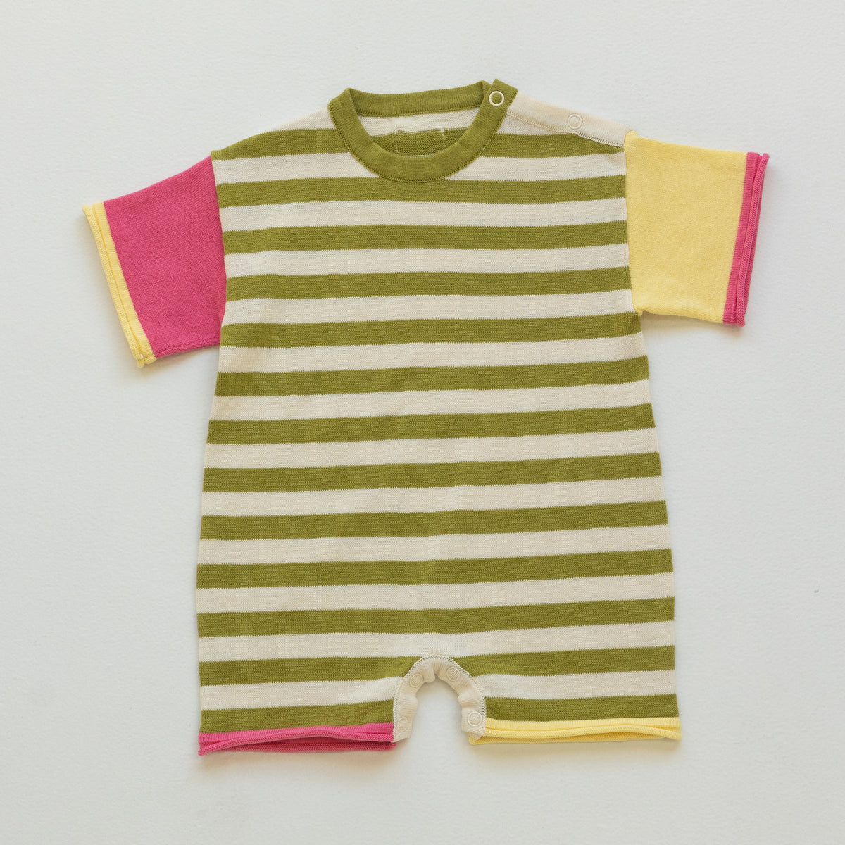 Organic Colour Block Romper - Spring Stripe