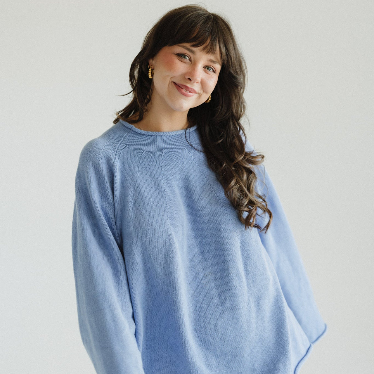 Women's Organic Cotton Roll Neck Knit - Cornflower