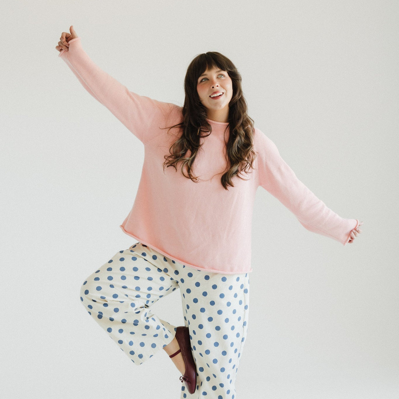 Women's Organic Cotton Roll Neck Knit - Peony