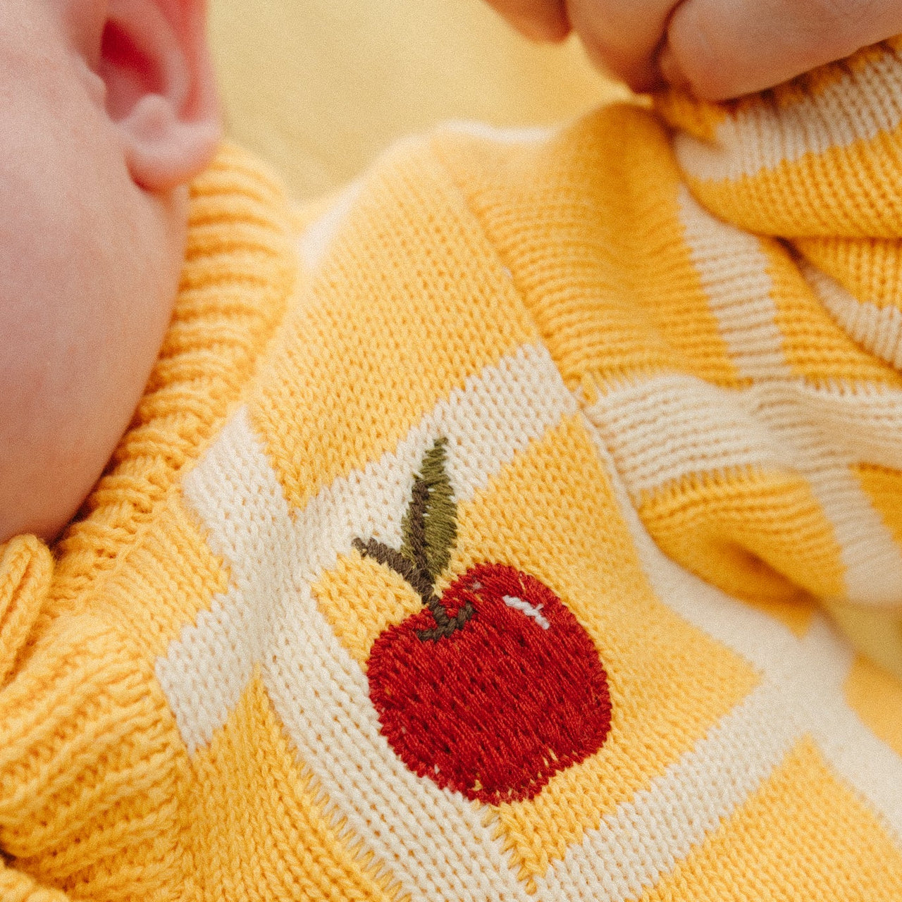 Organic Check Knit Romper - Honey