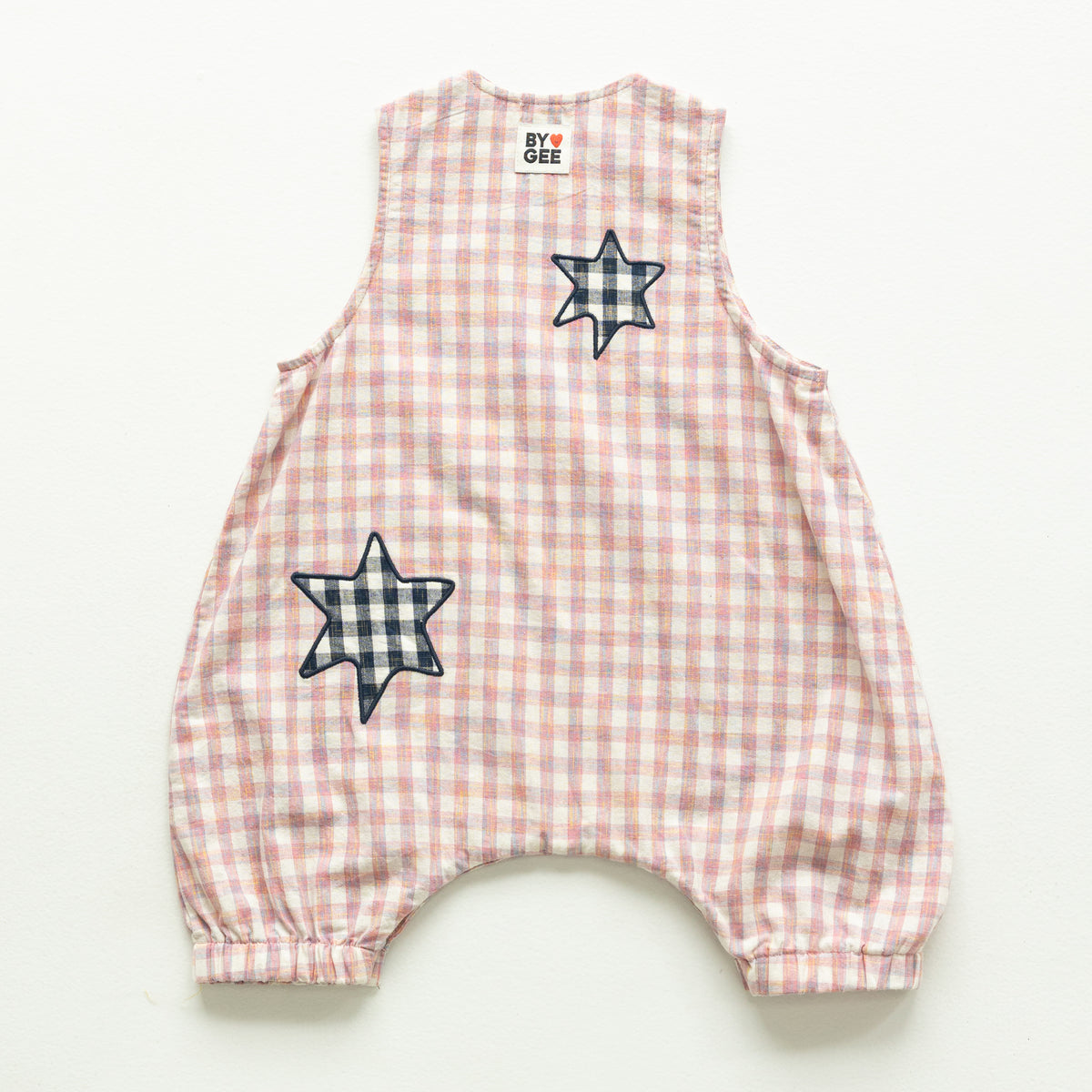 Star Patch Romper - Pink Gingham
