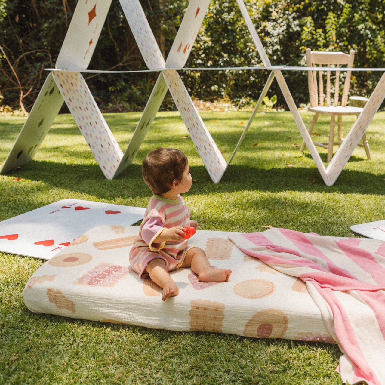 Organic Knitted Blanket - Pink Stripe