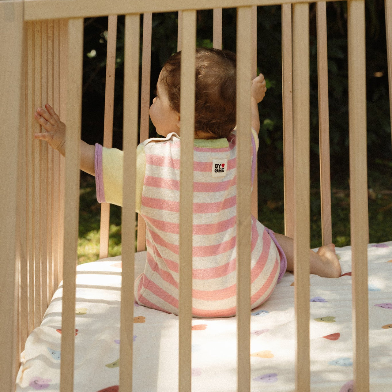 Love Bug Organic Washed Cotton Cot Sheet