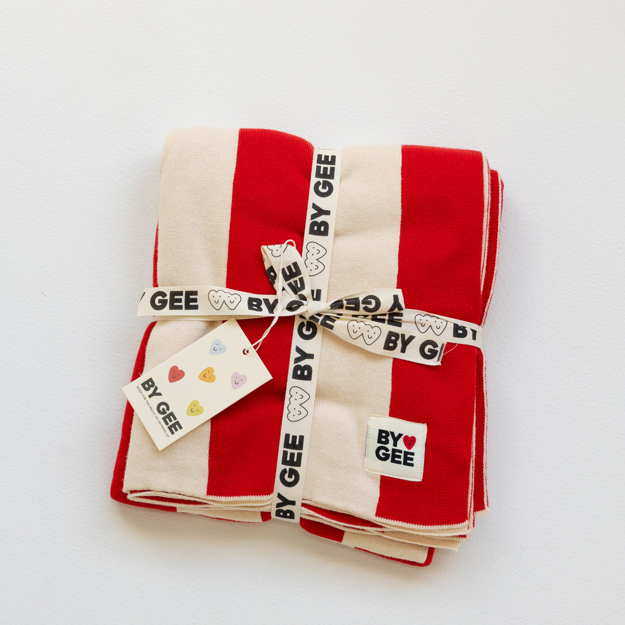 Organic Knitted Blanket - Red Stripe