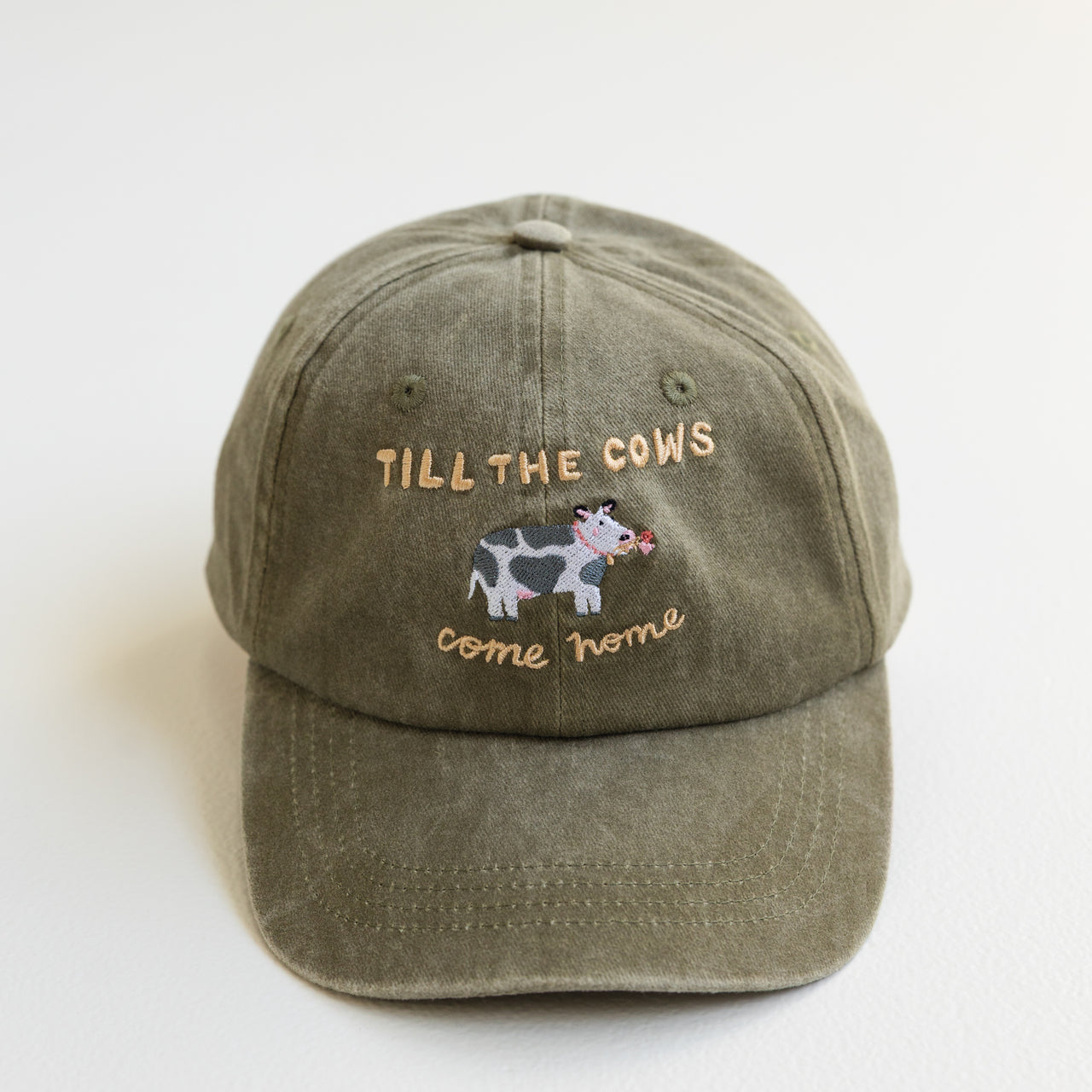 Kids Cows Cap - Acid Wash Khaki