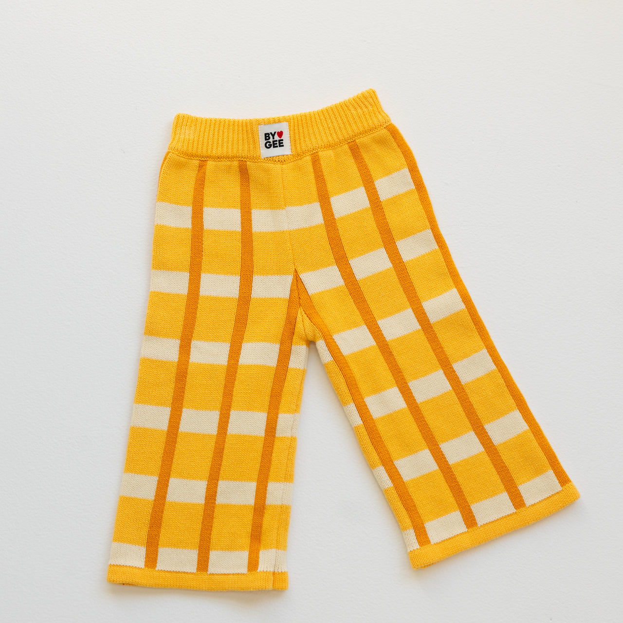 Organic Cotton Check Knit Pants - Honey