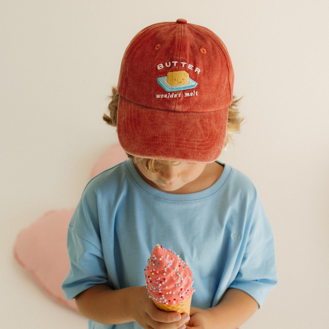 Kids Butter Cap - Acid Wash Red
