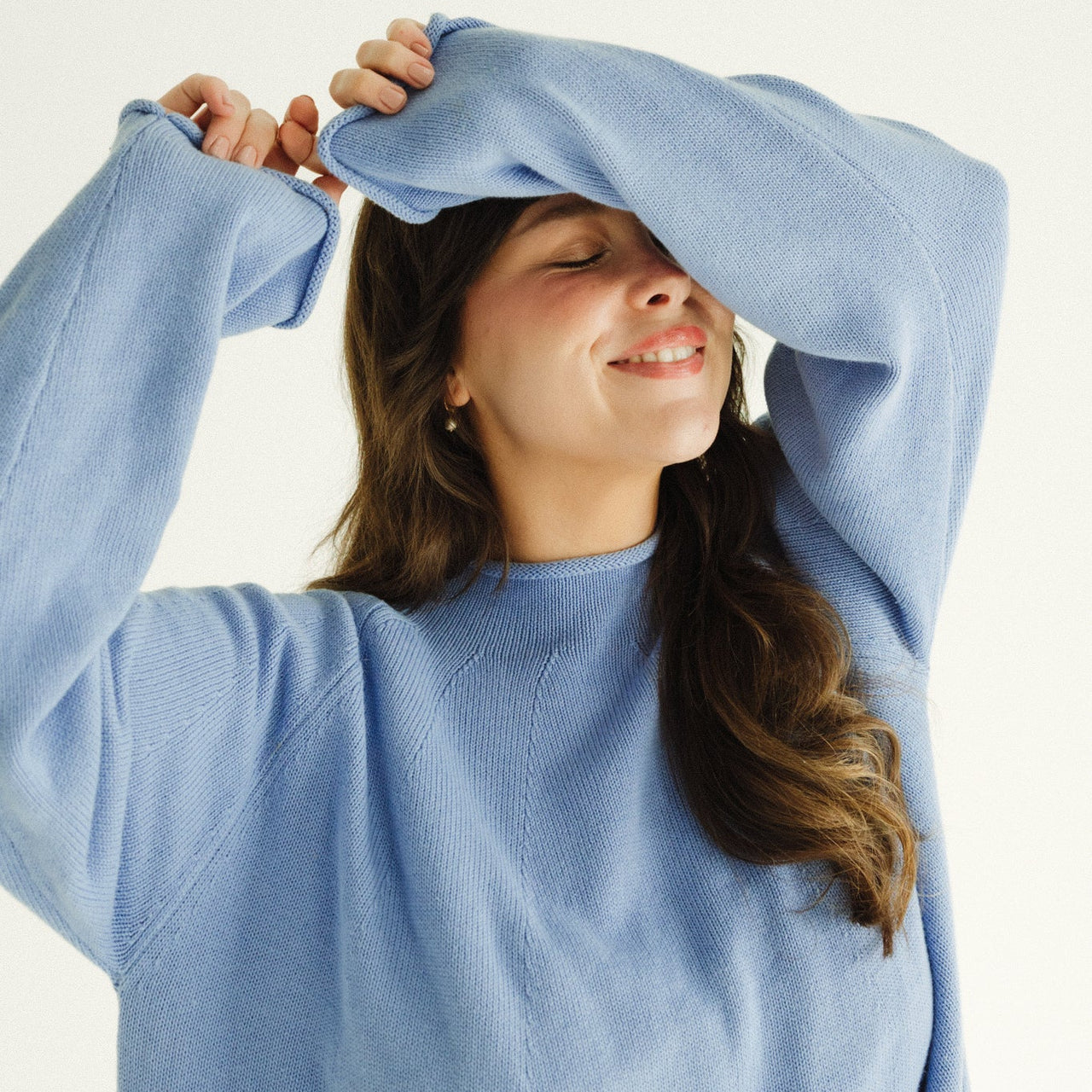 Women's Organic Cotton Roll Neck Knit - Cornflower