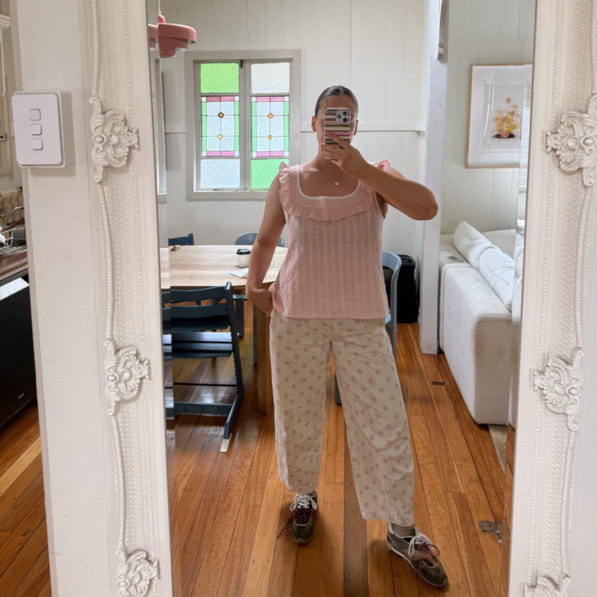 Women's Barrel Leg Pants - Pink Spot