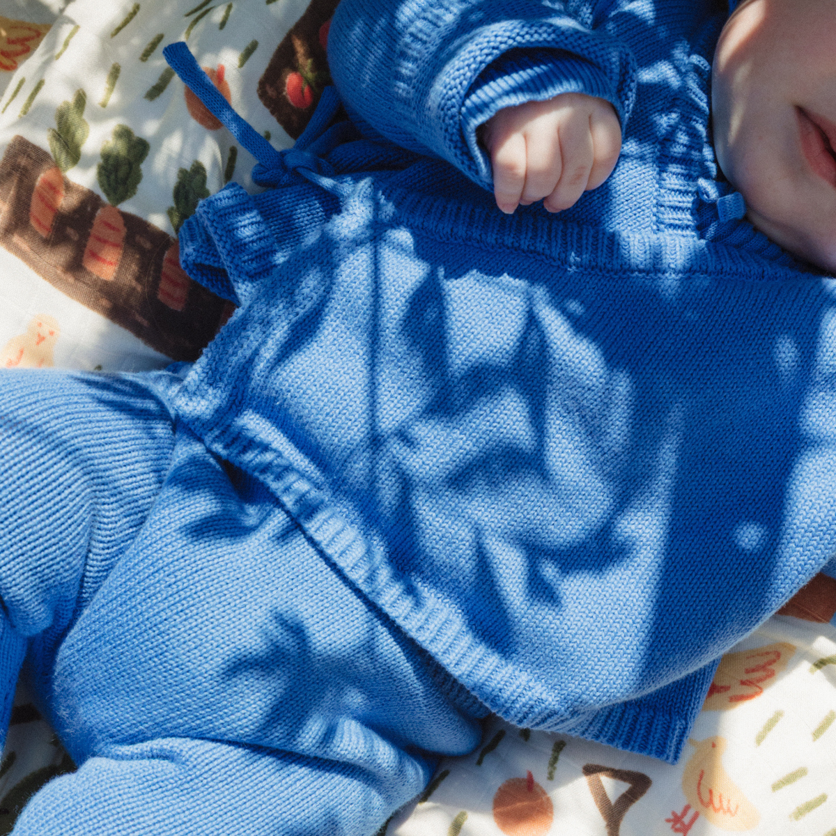 Organic Knitted Cardigan - Blueberry