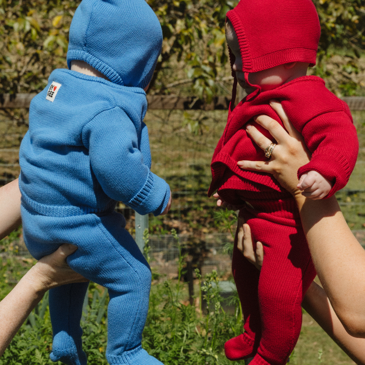 Organic Knitted Bonnet - Cherry Red