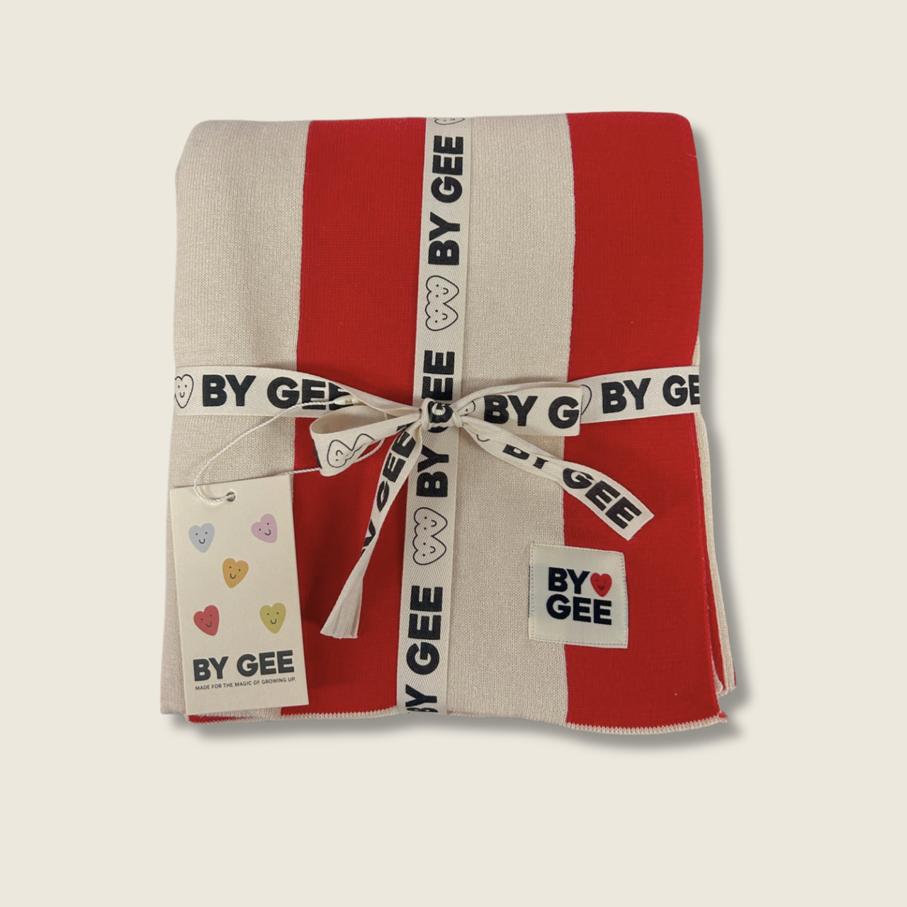 Organic Knitted Blanket - Red Stripe