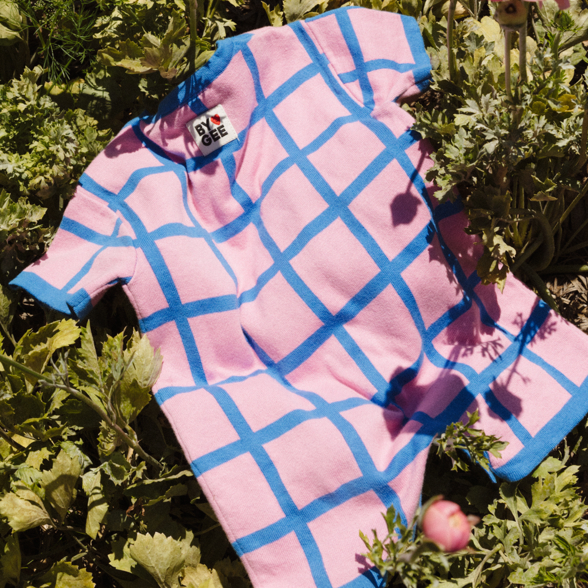 Organic Check Knit Romper - Lollipop