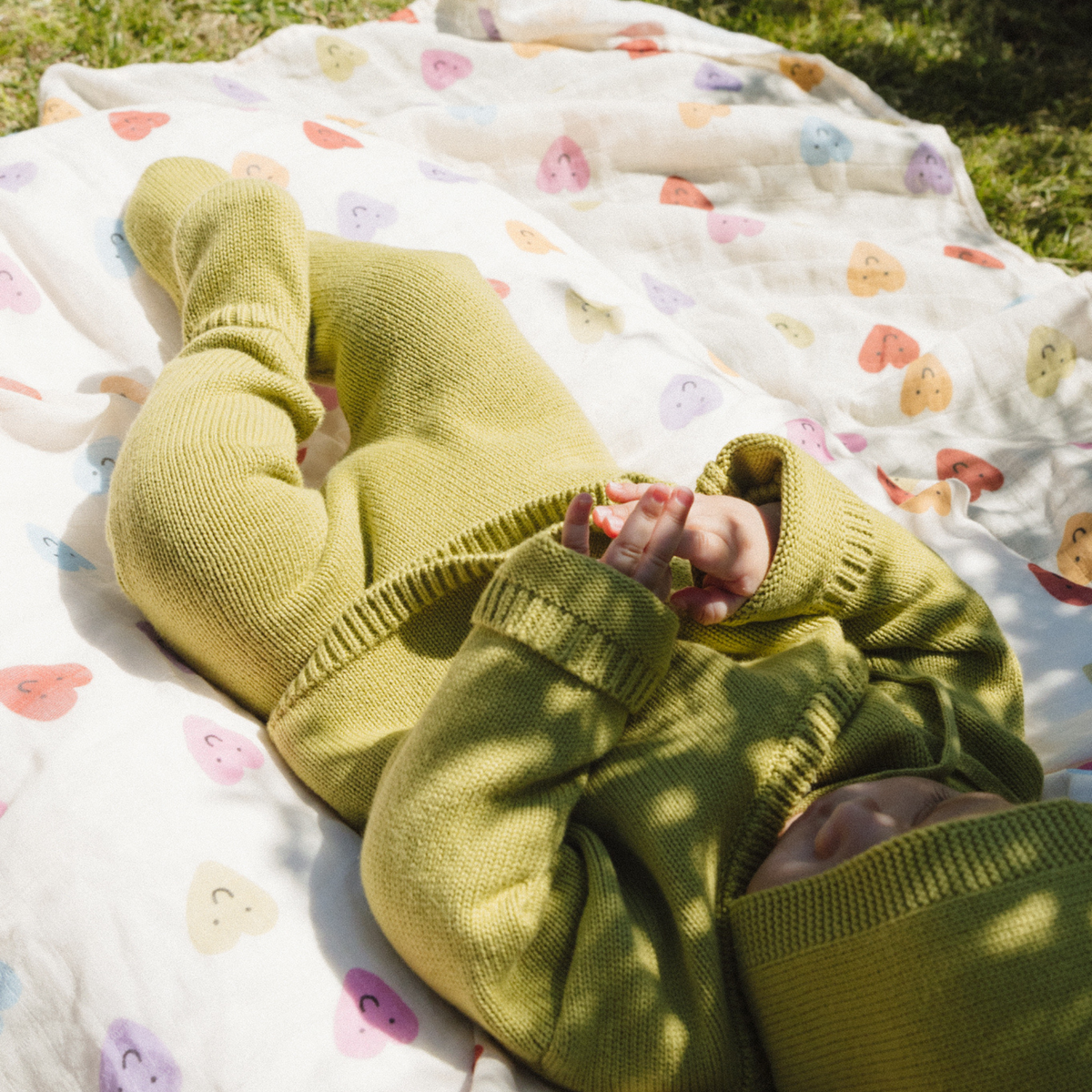 Organic Knitted Cardigan - Apple Green