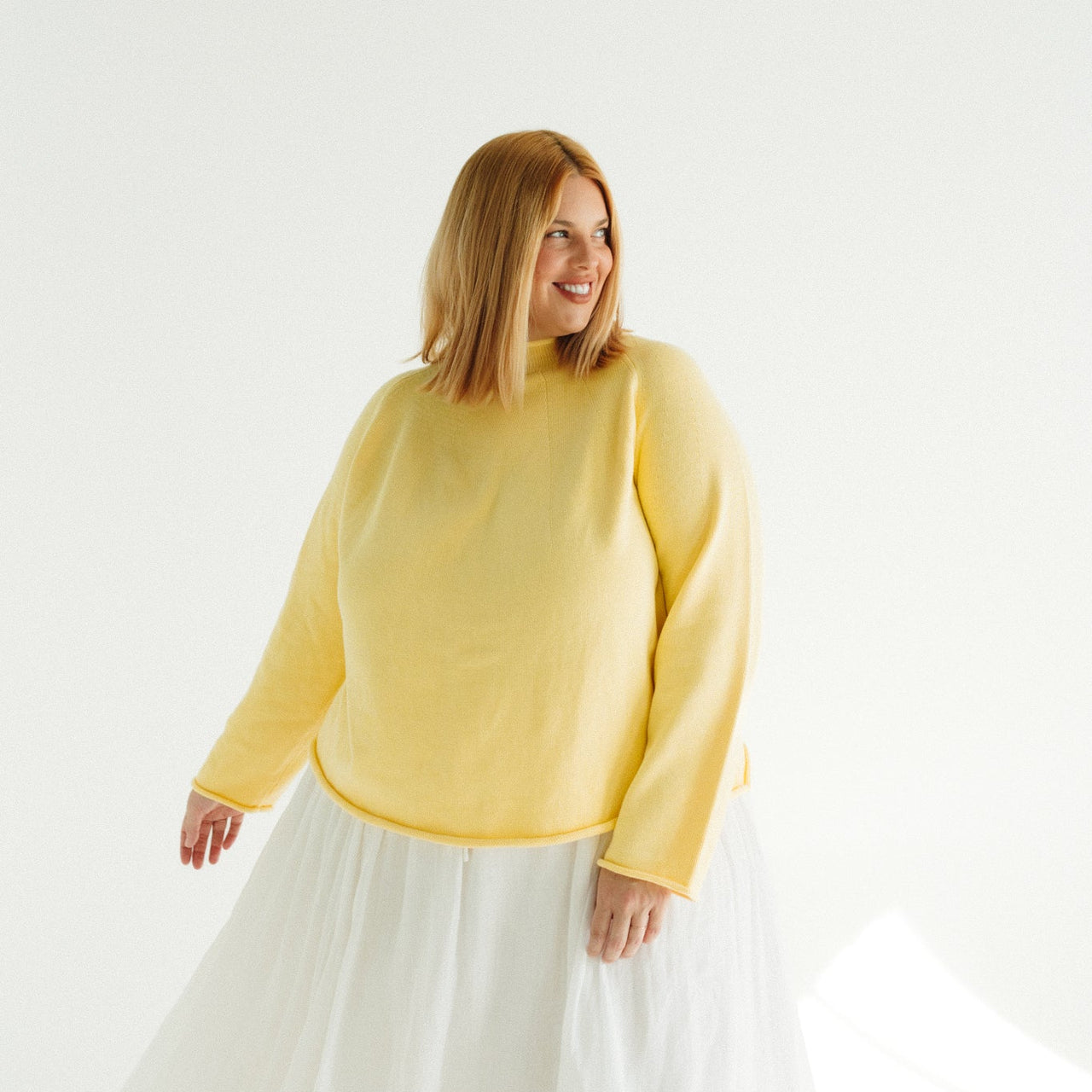 Women's Organic Cotton Roll Neck Knit - Butter
