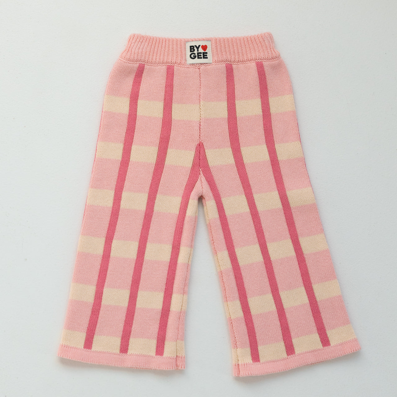 Organic Cotton Check Knit Pants - Peony