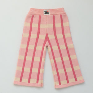 Organic Cotton Check Knit Pants - Peony
