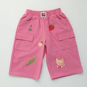 Cropped Wide Leg Cargo Pant - Peony