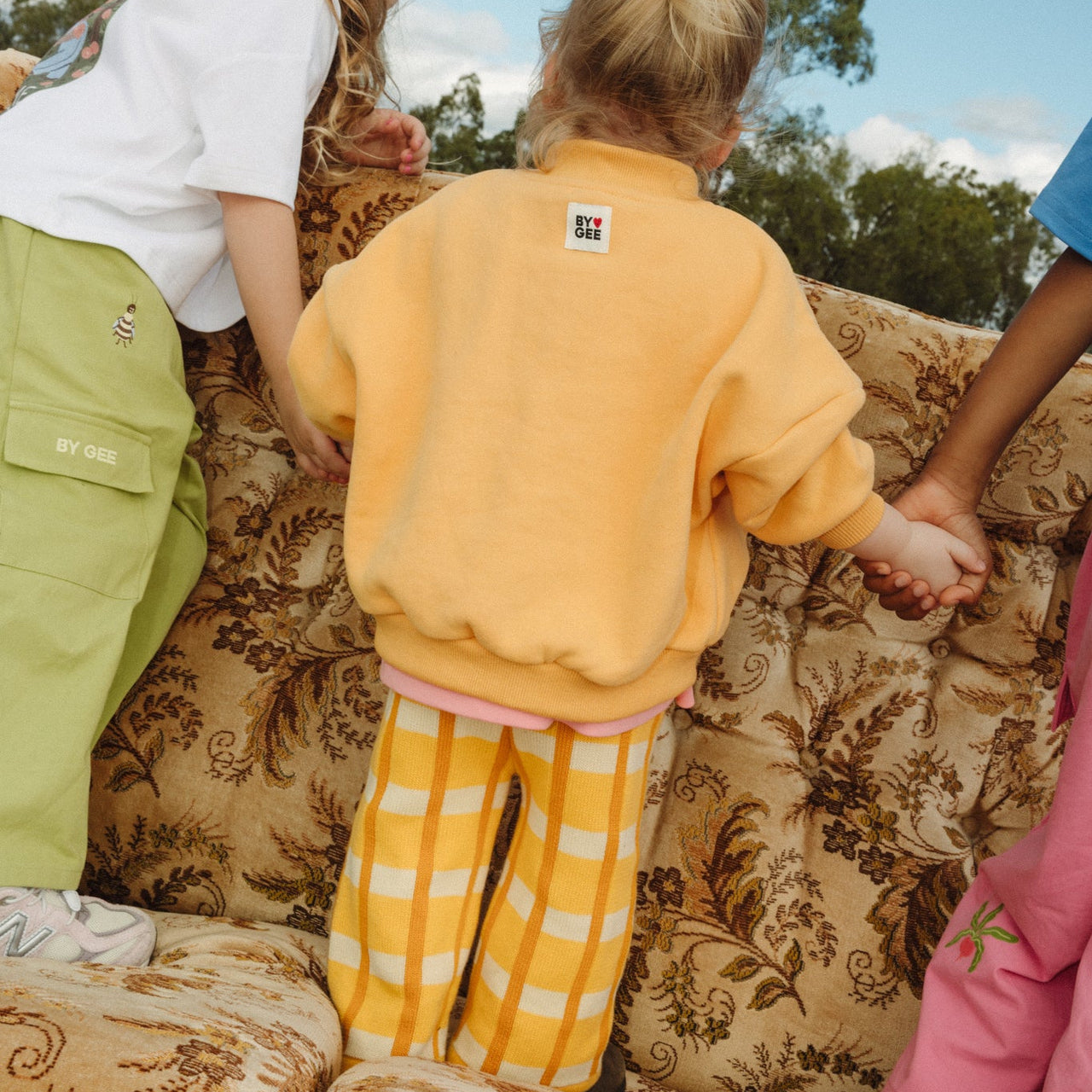Organic Cotton Check Knit Pants - Honey