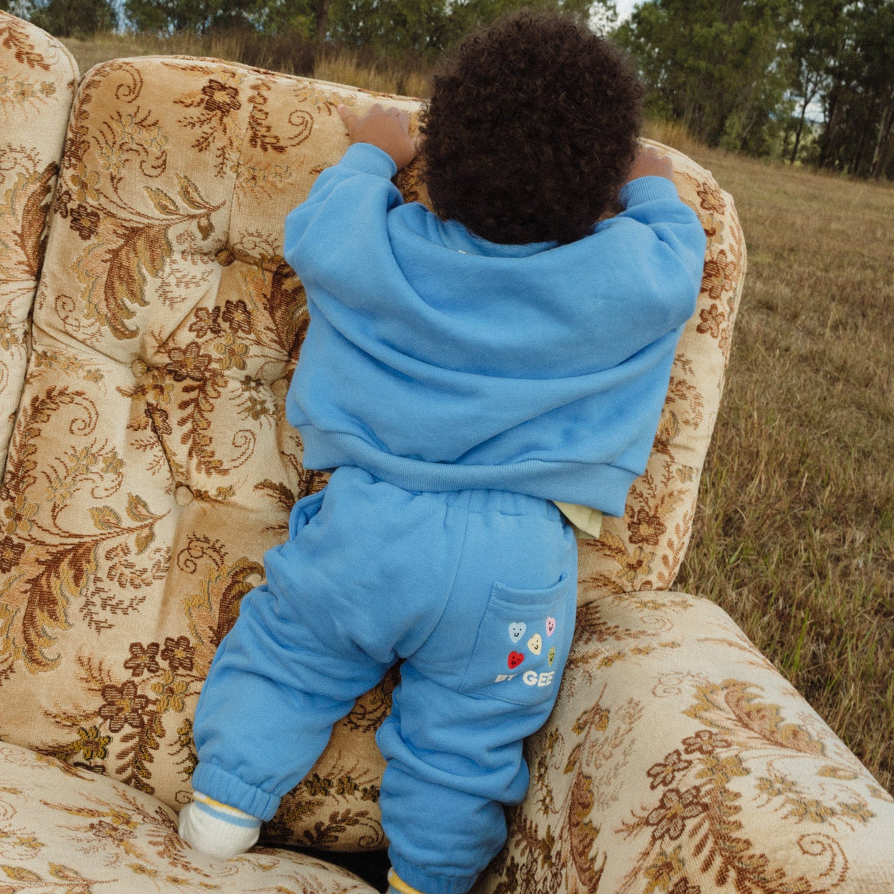 Cotton Wide Leg Sweatpant - Bluebird