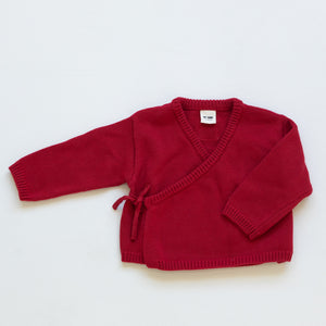 Organic Knitted Cardigan - Cherry Red
