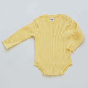 Organic Knitted Romper - Butter Yellow
