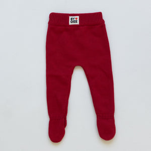 Organic Knitted Pants - Cherry Red