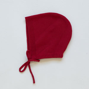 Organic Knitted Bonnet - Cherry Red