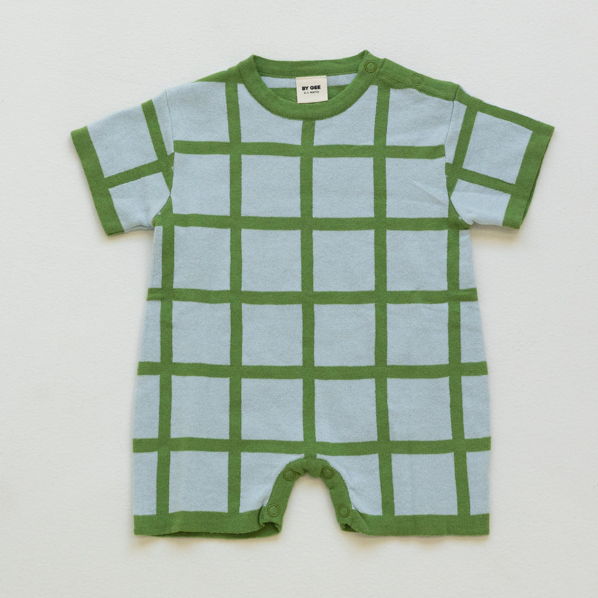 Organic Check Knit Romper - Meadow
