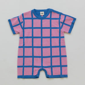 Organic Check Knit Romper - Lollipop