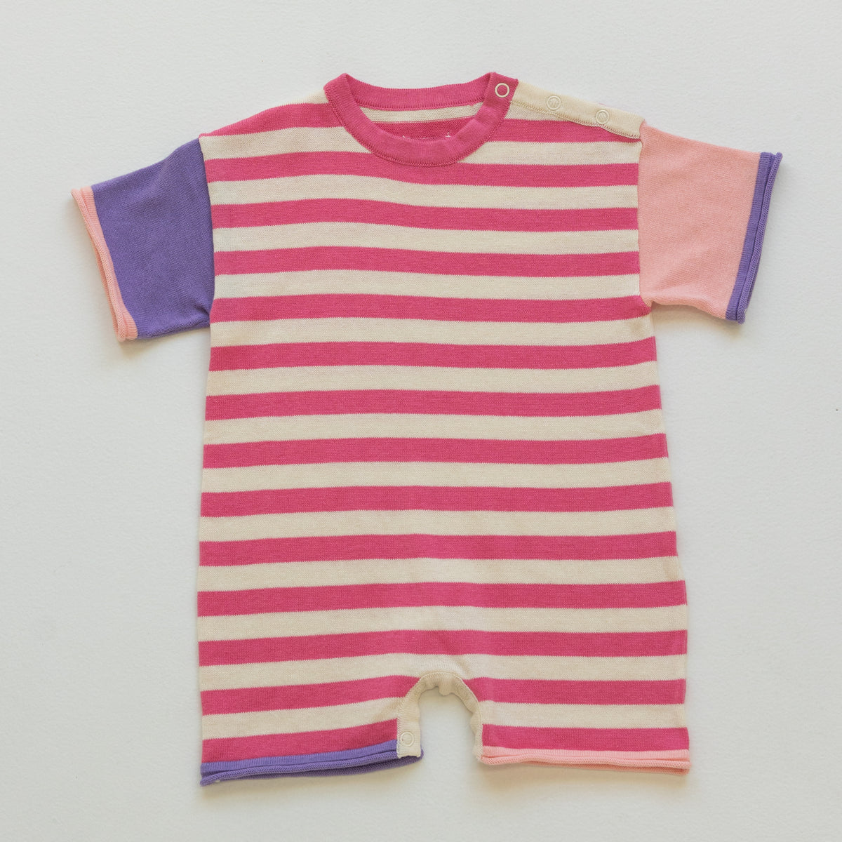 Organic Colour Block Romper - Candy Stripe