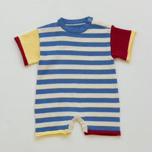 Organic Colour Block Romper - Sailor Stripe