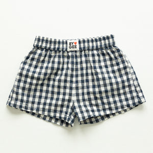 Racer Short - Navy Gingham