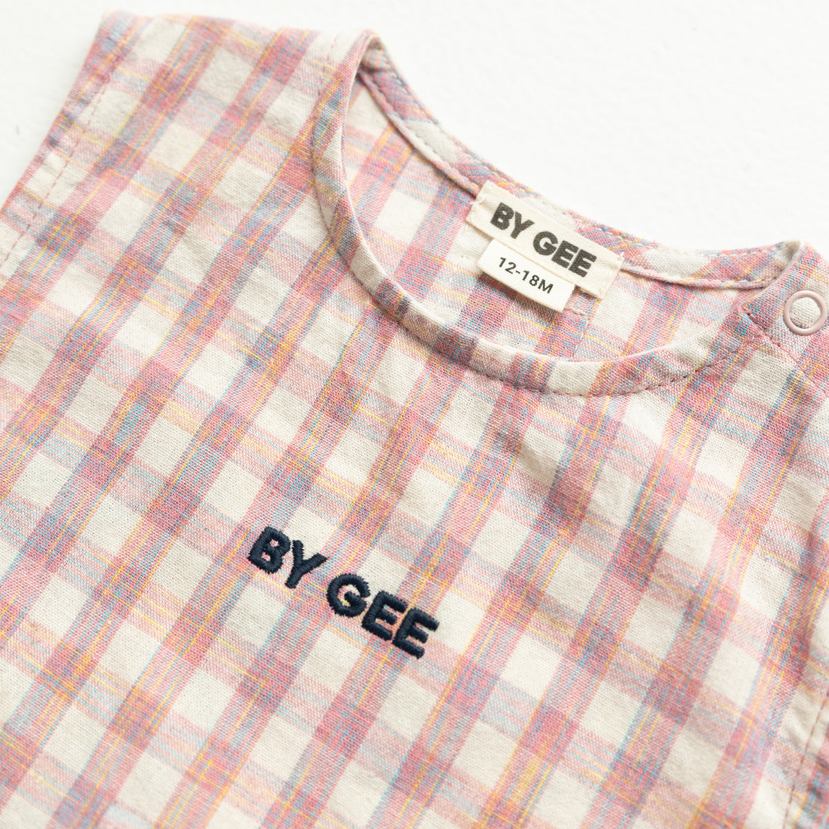 Star Patch Romper - Pink Gingham | BY GEE