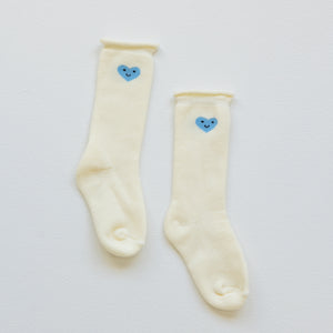 Cotton Mini Slouch Sock - Blue Heart