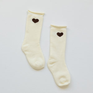 Cotton Mini Slouch Sock - Brown Heart