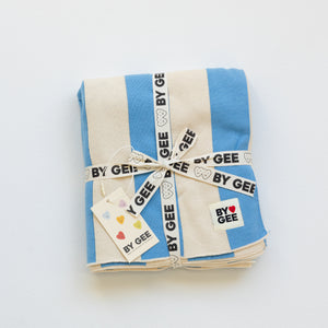 Organic Knitted Blanket - Blue Stripe