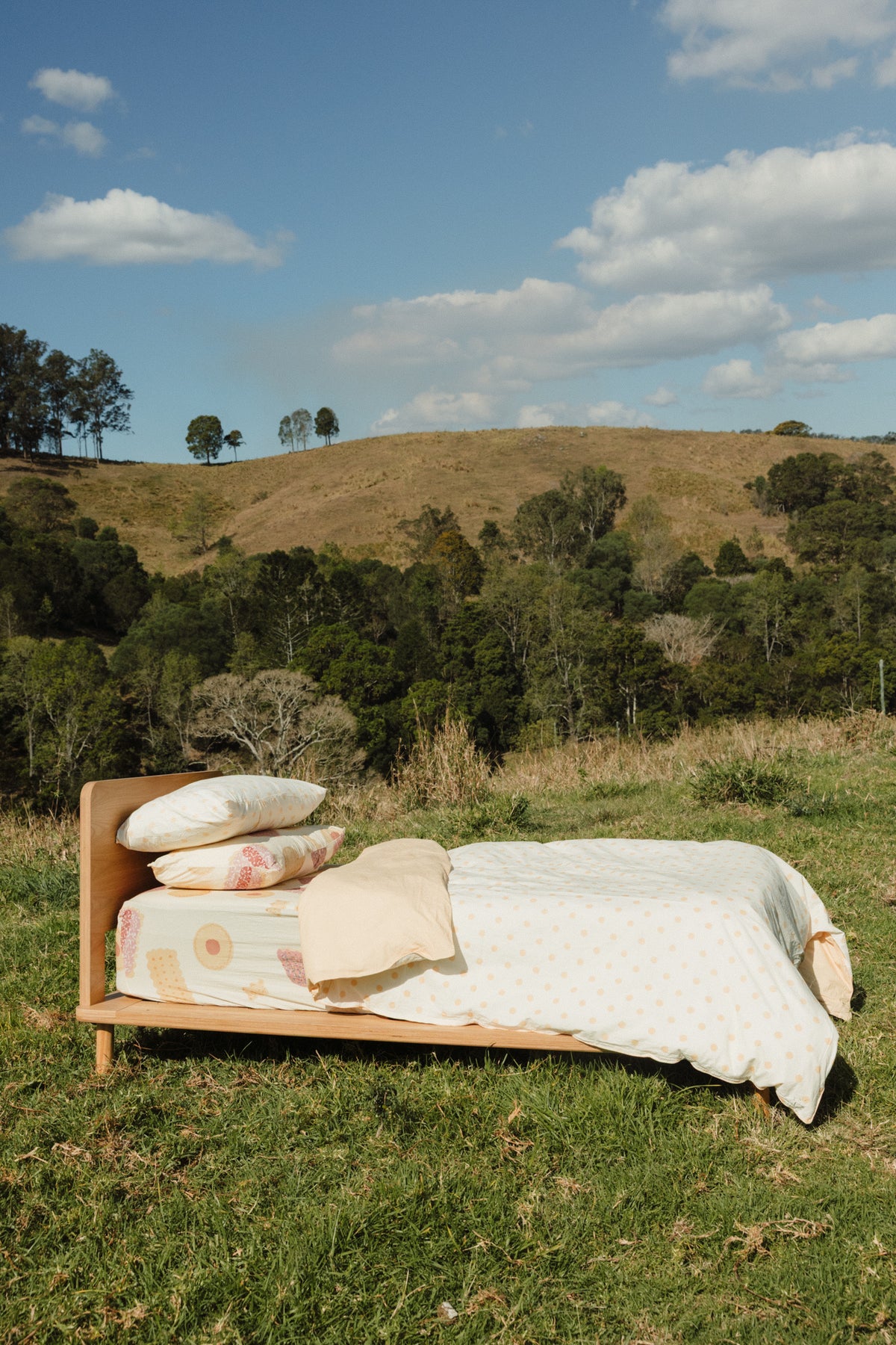 Yellow Polka Dot Organic Washed Cotton Quilt Cover Set