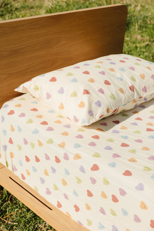 Love Bug Organic Washed Cotton Fitted Sheet Set