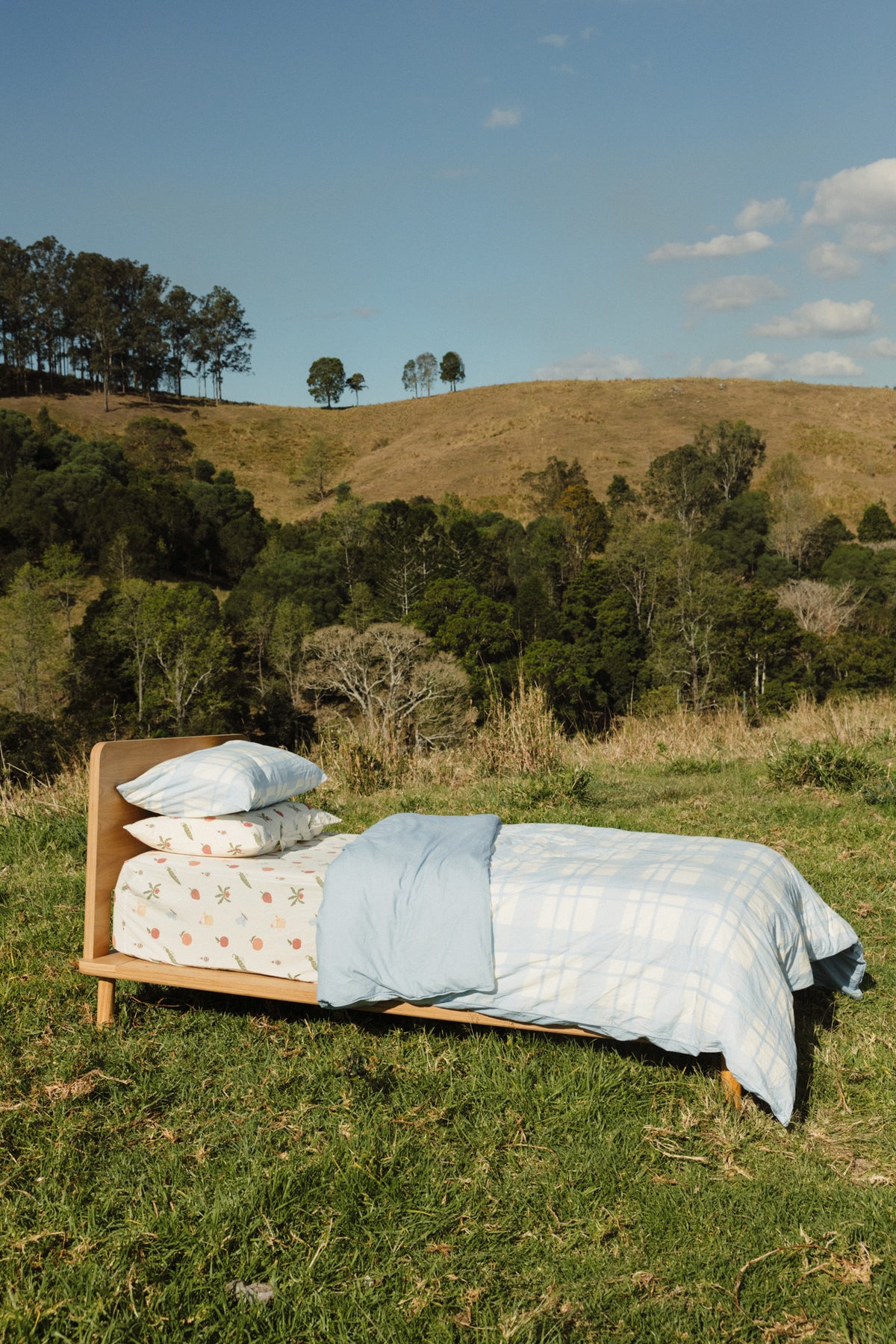 Blue Gingham Organic Washed Cotton Quilt Cover Set