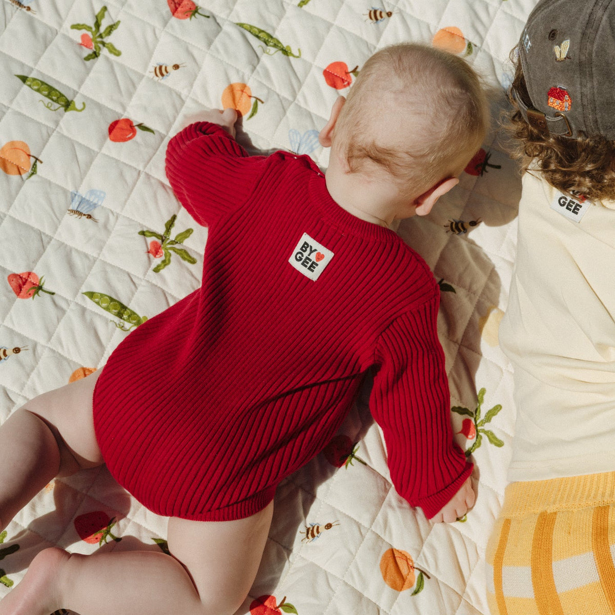 Organic Knitted Romper - Cherry Red