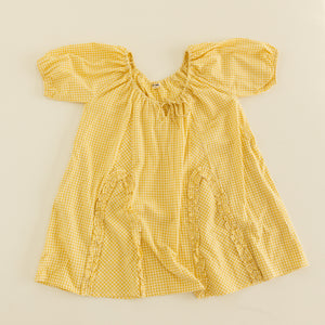 Womens Ruffle Mini Dress - Yellow Gingham