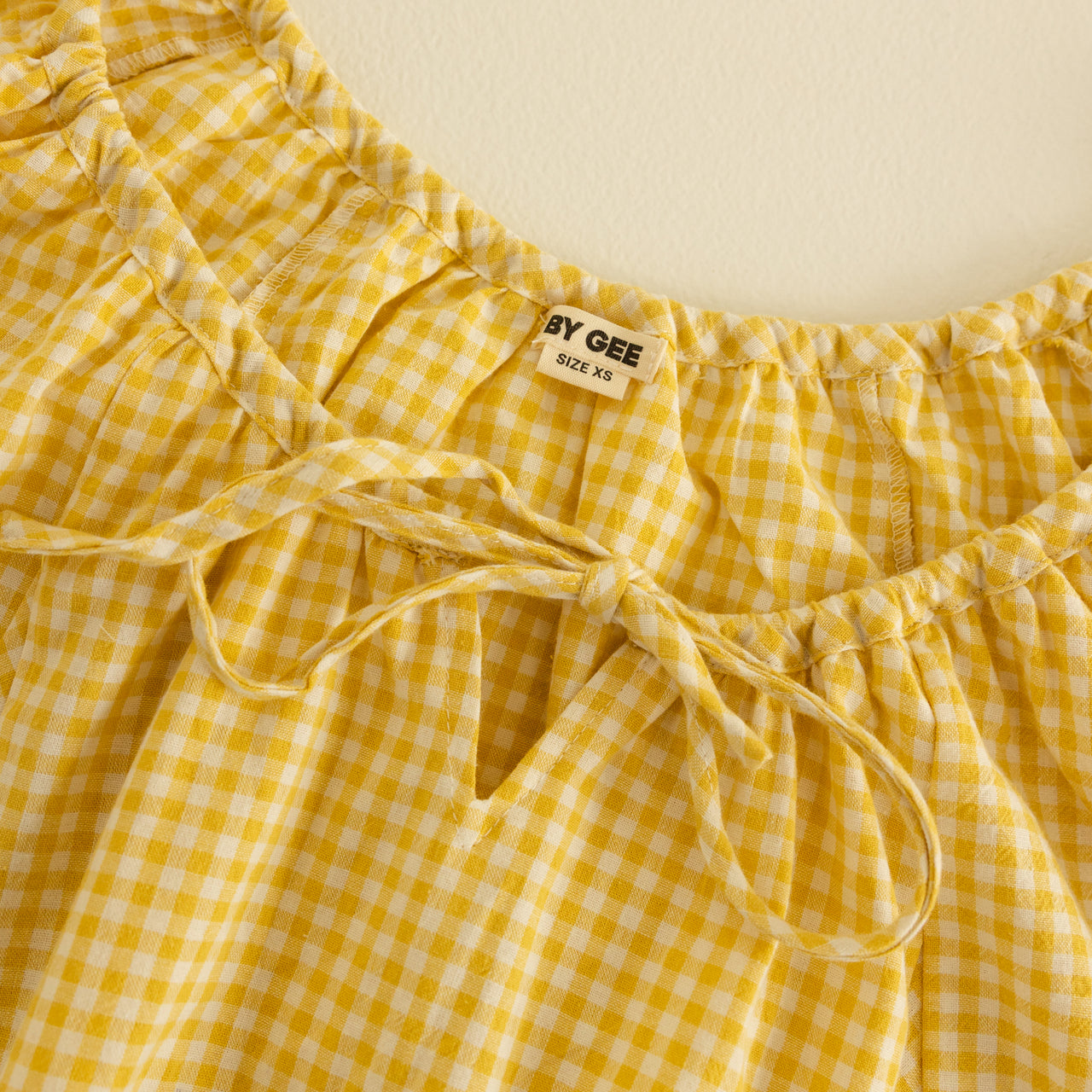 Womens Ruffle Mini Dress - Yellow Gingham