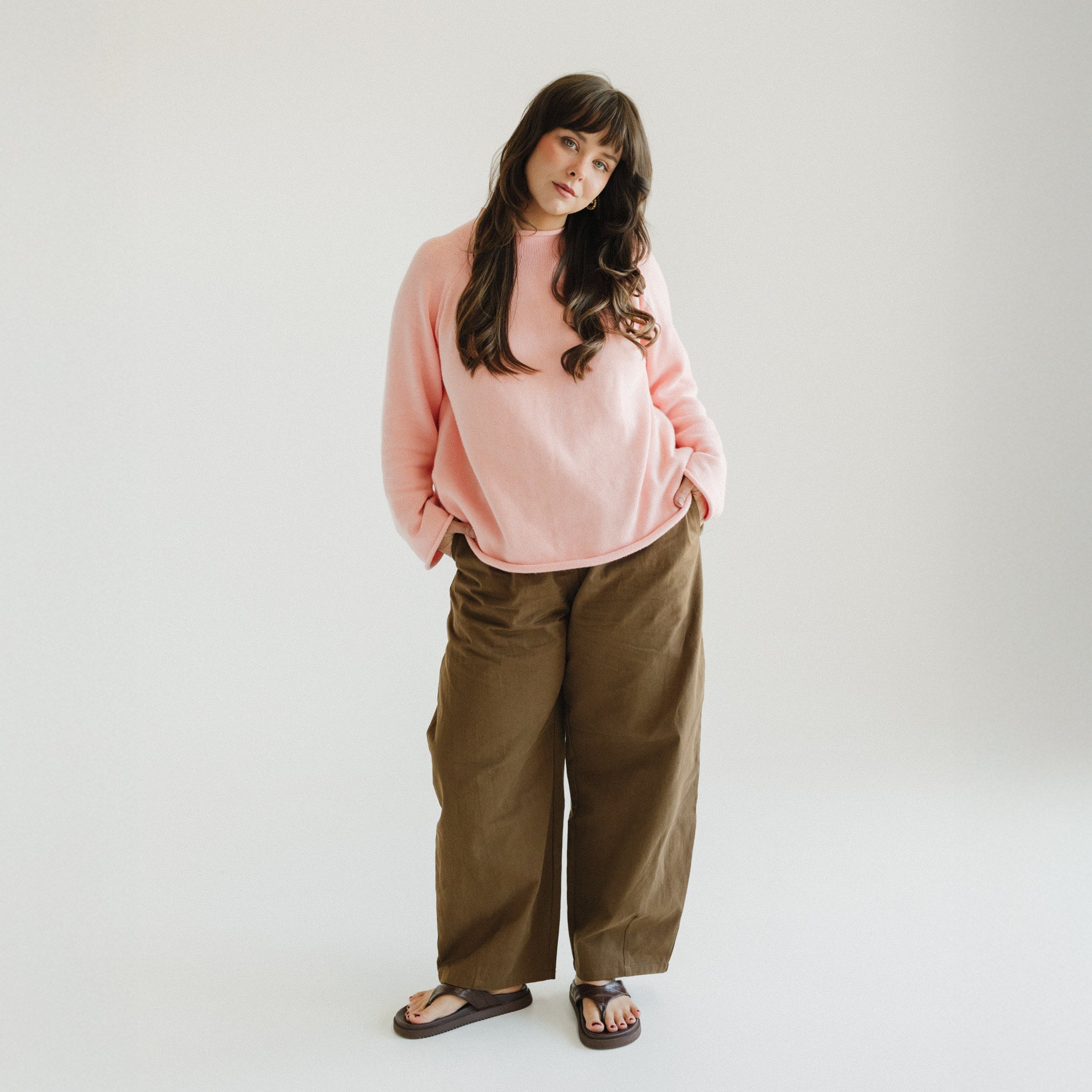 Women's Barrel Leg Pants - Chocolate - BY GEE