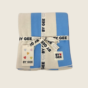Organic Knitted Blanket - Blue Stripe